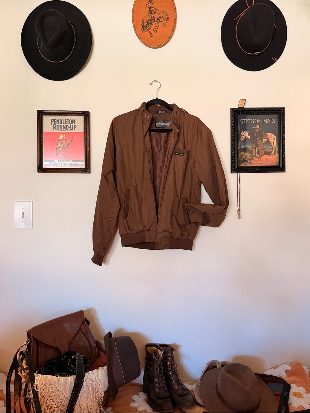 Members Only Brown Lightweight Bomber Jacket